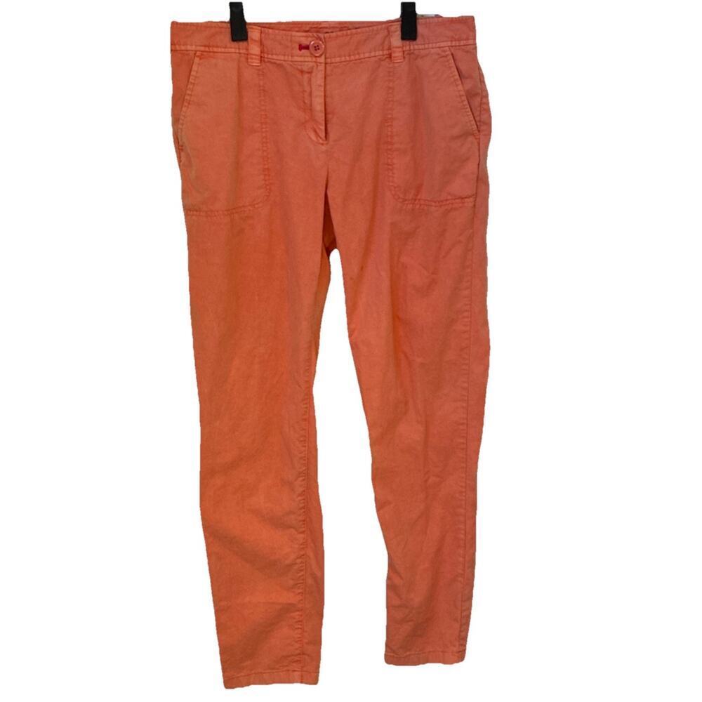 Vineyard Vines Orange Twill Women's 8 Ankle Pants Cotton Straight Leg Pockets